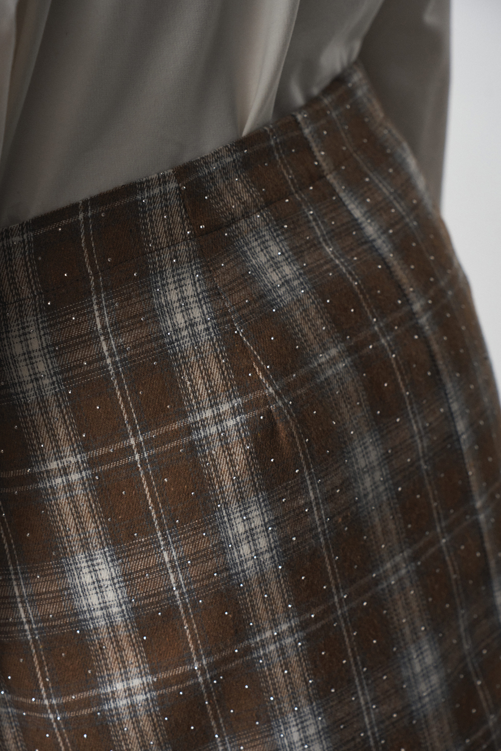 Юбка-килт 1301 принт клетка коричневый