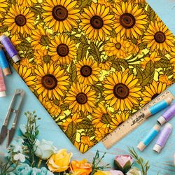 Ткань премиум мембрана поле подсолнухов