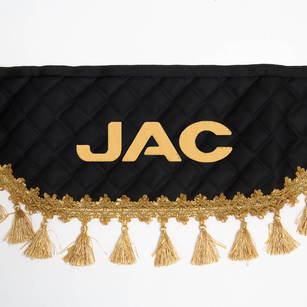 Ламбрекен с косынками стеганые JAC (экокожа, черный, золотые кисточки)