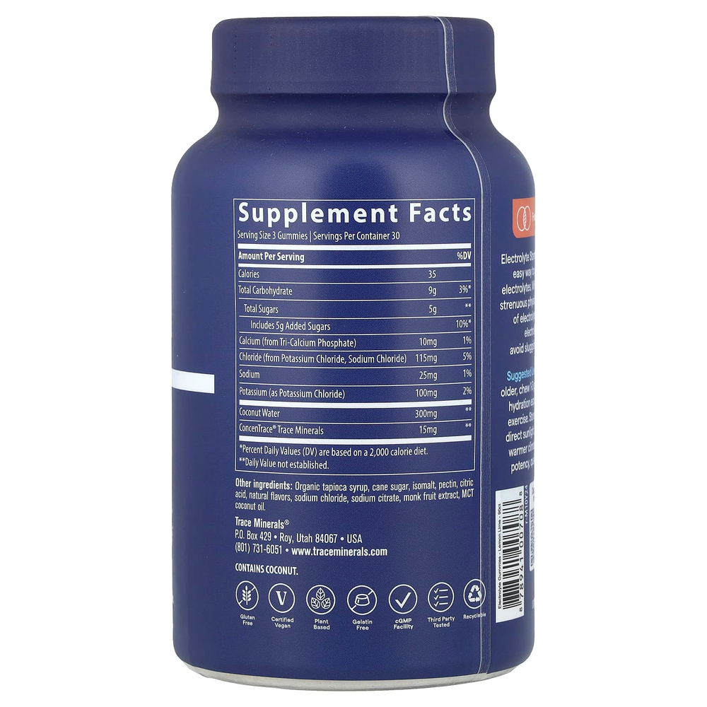 Trace, Жевательные таблетки для выносливости с электролитом, лимон и лайм, 90 жевательных таблеток