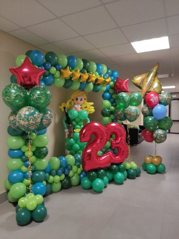 Фотозона из шаров на 23 февраля