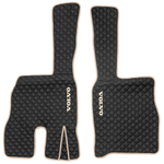 Ковры VOLVO FM до 2008 года (экокожа, черный, бежевый кант, бежевая вышивка)