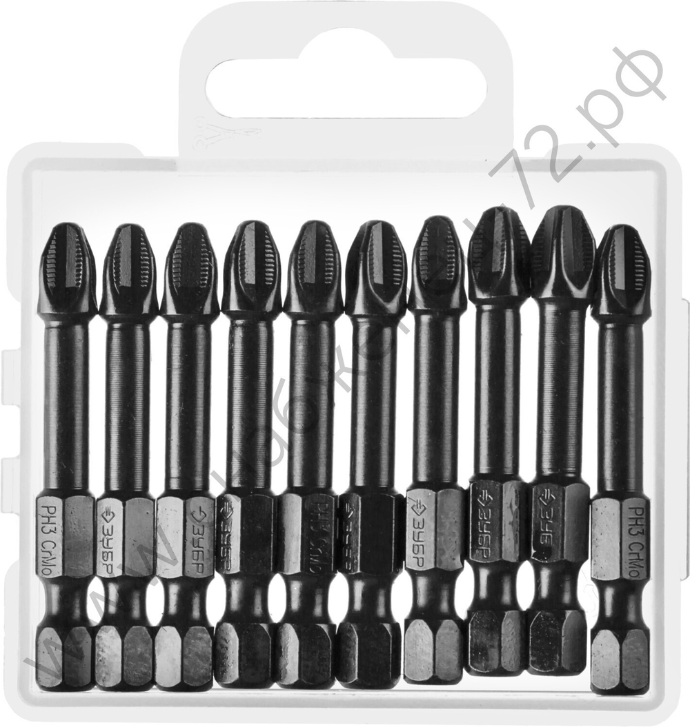 ЗУБР 10 шт, PH 3, 50 мм, Ударные биты (26021-3-50-S10)