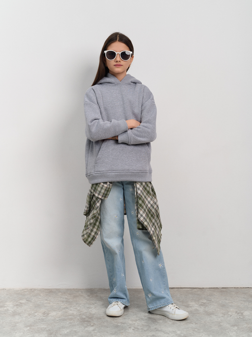 Толстовка с капюшоном для девочки  "Basic" меланж