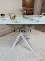 Кухонный раздвижной стол "Танго", белый мрамор