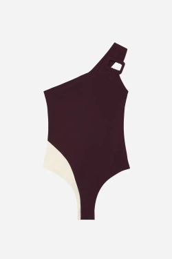 ZARA АСИММЕТРИЧНЫЙ КУПАЛЬНИК С КОЛЬЦОМ – THE ITEM ZARA WOMAN, ВИННЫЙ