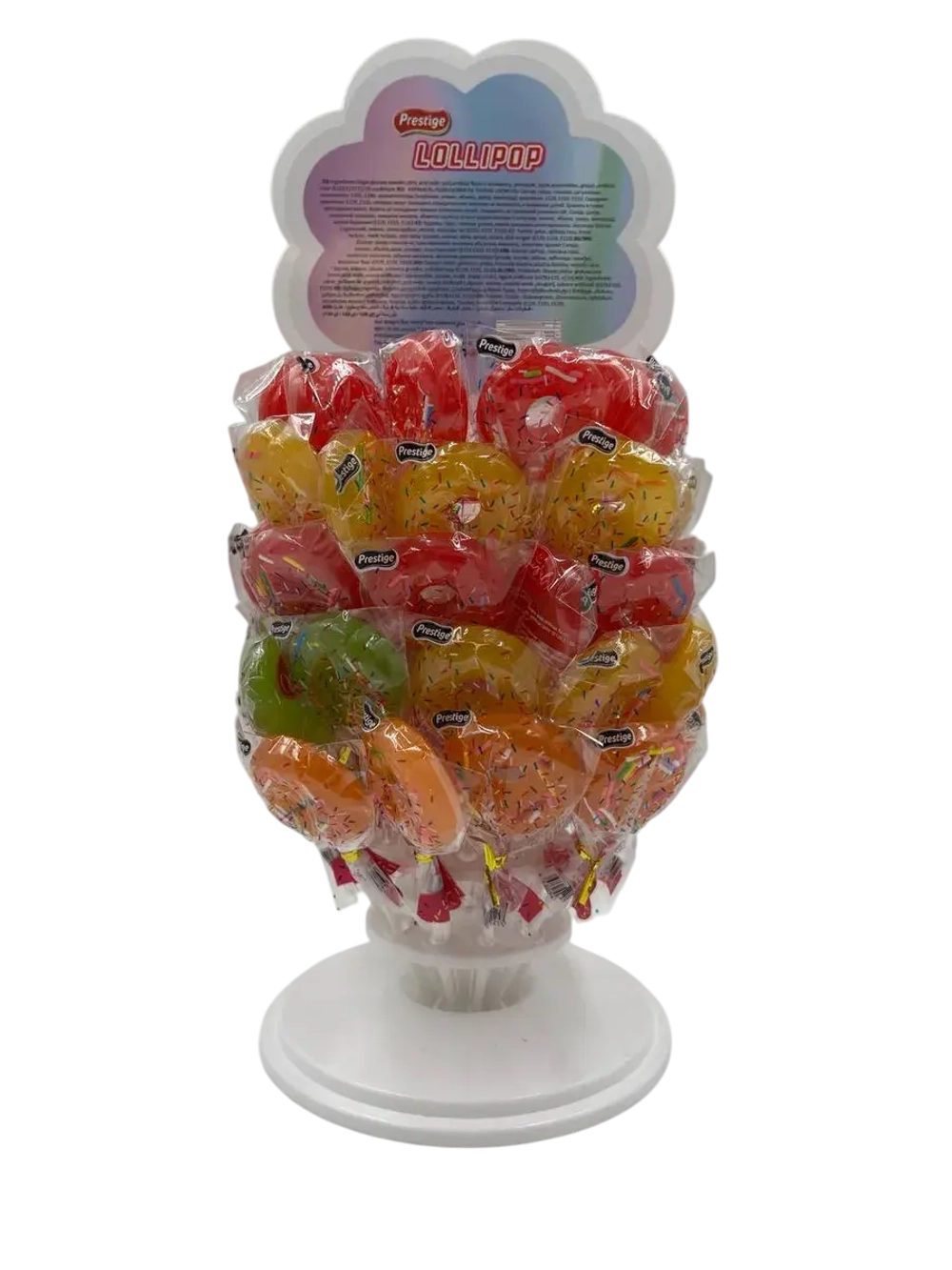 Карамель леденцовая на палочке в форме пончика , 60шт