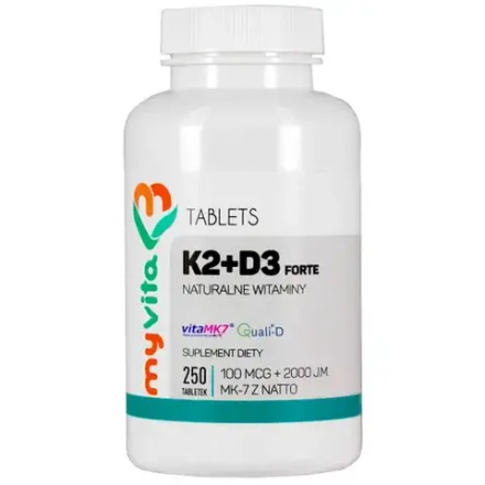 MyVita Natural Vitamin K2+D3 100 mcg + 2000IU Forte - 250 таблеток