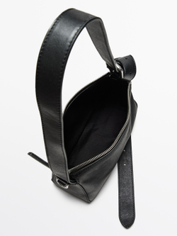 Massimo Dutti Маленькая сумка из кожи наппа с пряжкой, черный