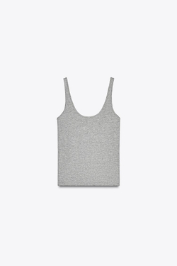 ZARA ТОП В МЕЛКИЙ РУБЧИК, СЕРЫЙ С МЕЛАНЖЕВЫМ ЭФФЕКТОМ