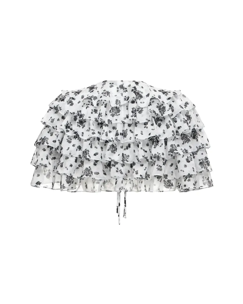 Muza, кроп топ из молочного шифона с цветочным принтом