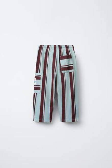 ZARA БРЮКИ КАРГО В ПОЛОСКУ, ГОЛУБОЙ