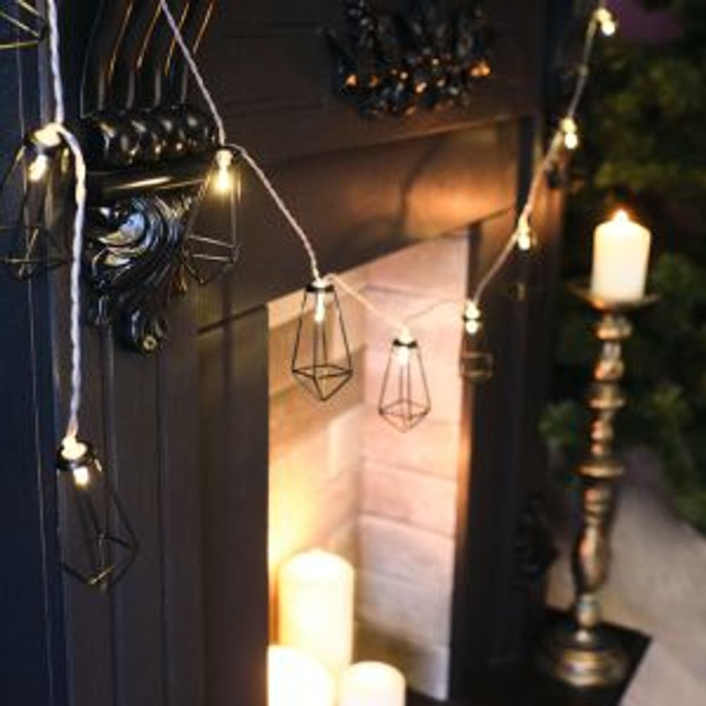 Гирлянда светодиодная Кристаллы черные 10 LED, 1,5 м, прозрачный ПВХ, теплый белый свет свечения, 2