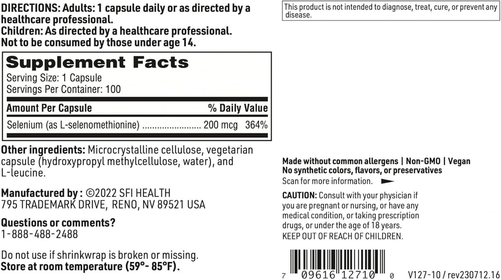 Klaire Labs - Selenomet 200 mcg 100 capsules