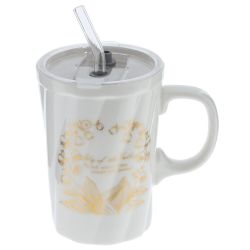 GAEM Кружка с крышкой и трубочкой, 380 мл, L12 W8,5 H16 см, 4в.