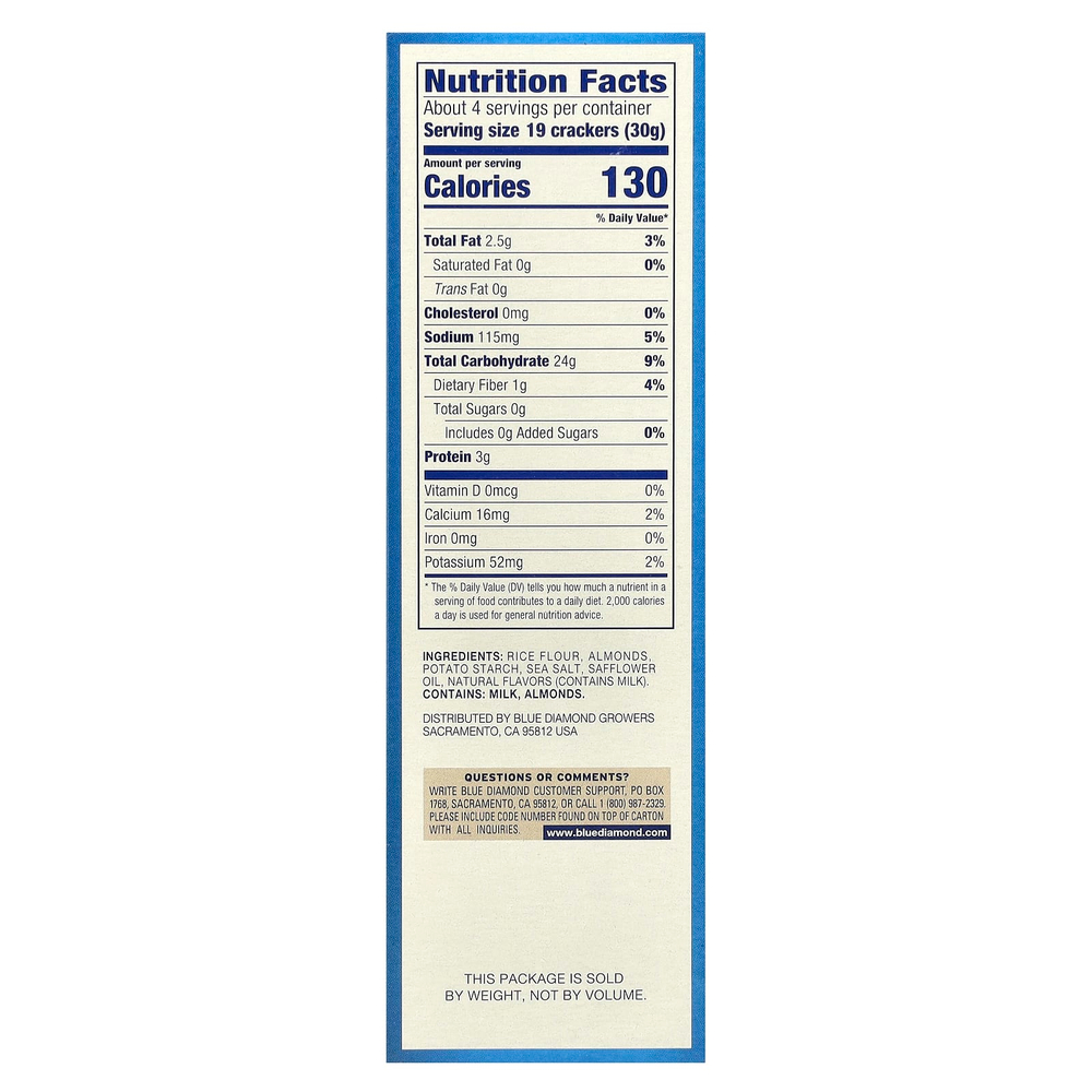 Blue Diamond, Almond Nut-Thins, снэки из рисовых крекеров с миндалем, оригинальные, 120,5 г (4,25 унции)