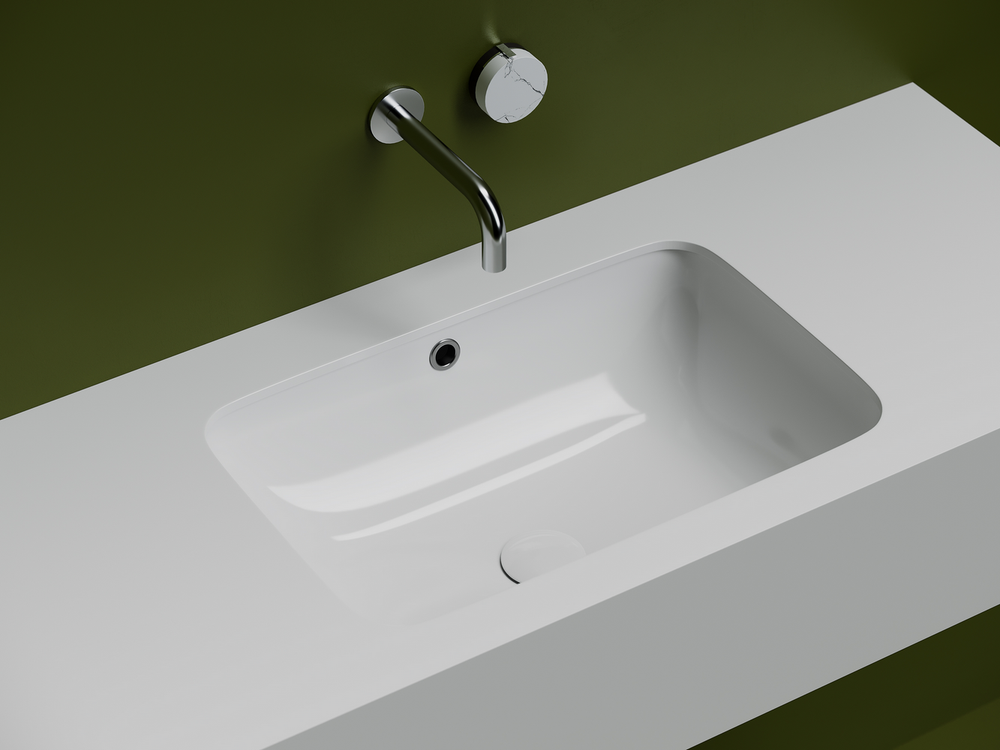 Раковина встраиваемая снизу 540x360x190 с отверстием слива перелива цвет белый CN7018