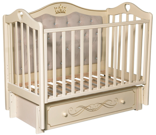 Детская кроватка ByTwinz Venecia 10 универсальный маятник, мягкая стенка слоновая кость