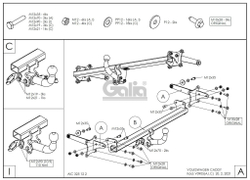 Фаркоп оцинкованный Galia V090A для Volkswagen Caddy 2020-(паспорт и сертификат в комплекте)(без электрики)