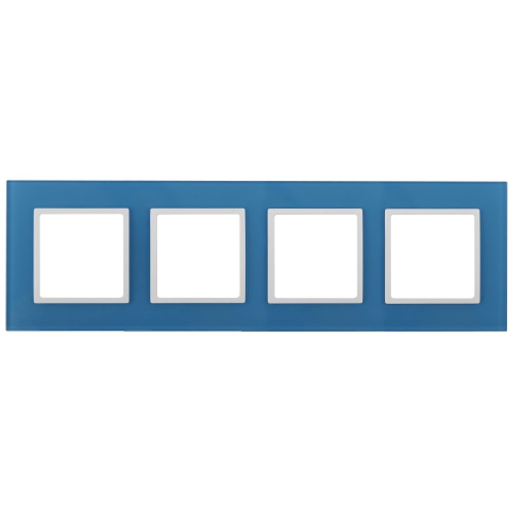14-5104-28 ЭРА Рамка на 4 поста, стекло, Эра Elegance, голубой+бел | Elegance Голубой + Белый