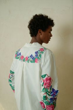 Рубашка Цветущая / Pink Blooming Long Sleeve белая
