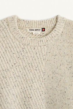 ZARA ВЯЗАНЫЙ ЖИЛЕТ СВОБОДНОГО КРОЯ ИЗ СМЕСИ ШЕРСТИ, ЭКРЮ