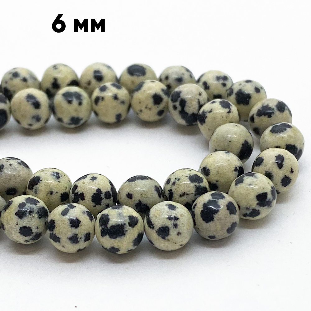 Бусины "Далматин" (порфир), диаметр 6,4-6,6 мм, цена за 28-29 шт (1/2 нити)