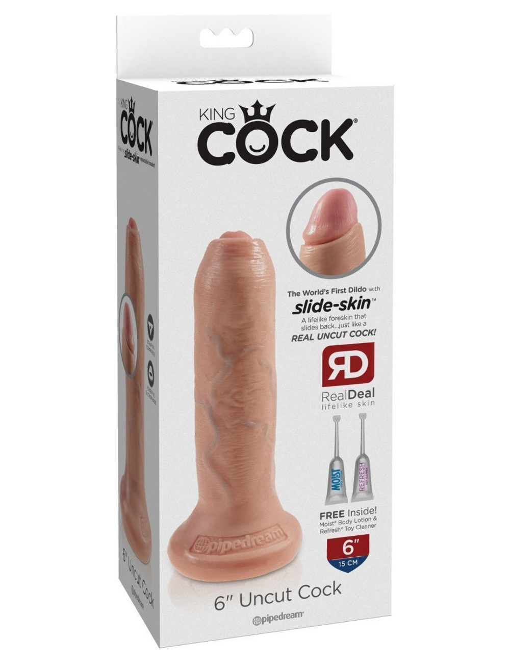 Телесный необрезанный фаллоимитатор на присоске 6 Uncut Cock - 16,5 см. (Цвет: телесный)
