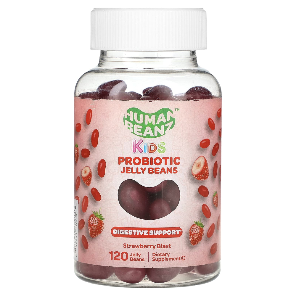 Human Beanz, Kids, пробиотические мармеладки, клубника, 120 мармеладов (0,5 млрд КОЕ на мармелад)