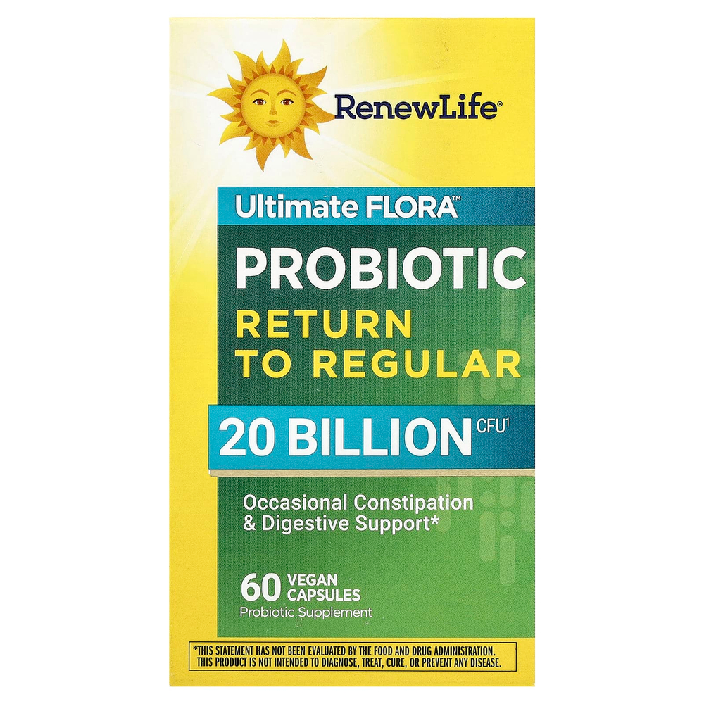 Renew Life, Ultimate Flora™, возврат пробиотиков в рацион, 60 веганских капсул