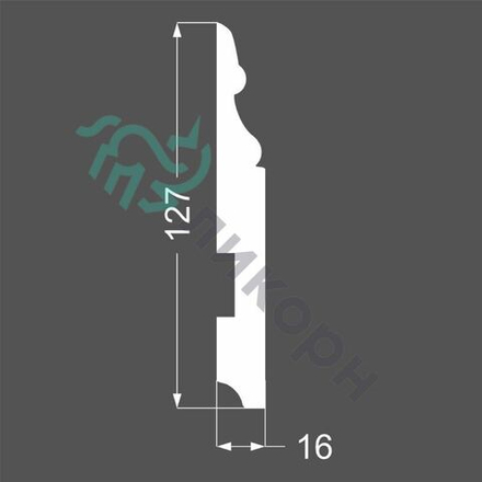 Плинтус напольный белый К-24 127 мм МДФ 127x16x2050