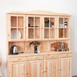 Шкаф витрина 174х28х109, Лена, стеклянная для посуды, буфет 4-дверный, с полками (верхняя часть буфета Лена), массив сосны, в натуральной отделке, Dipriz