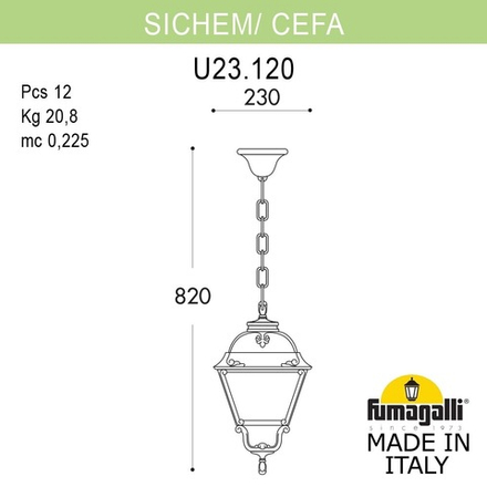 Подвесной уличный светильник FUMAGALLI SICHEM/CEFA U23.120.000.AXF1R