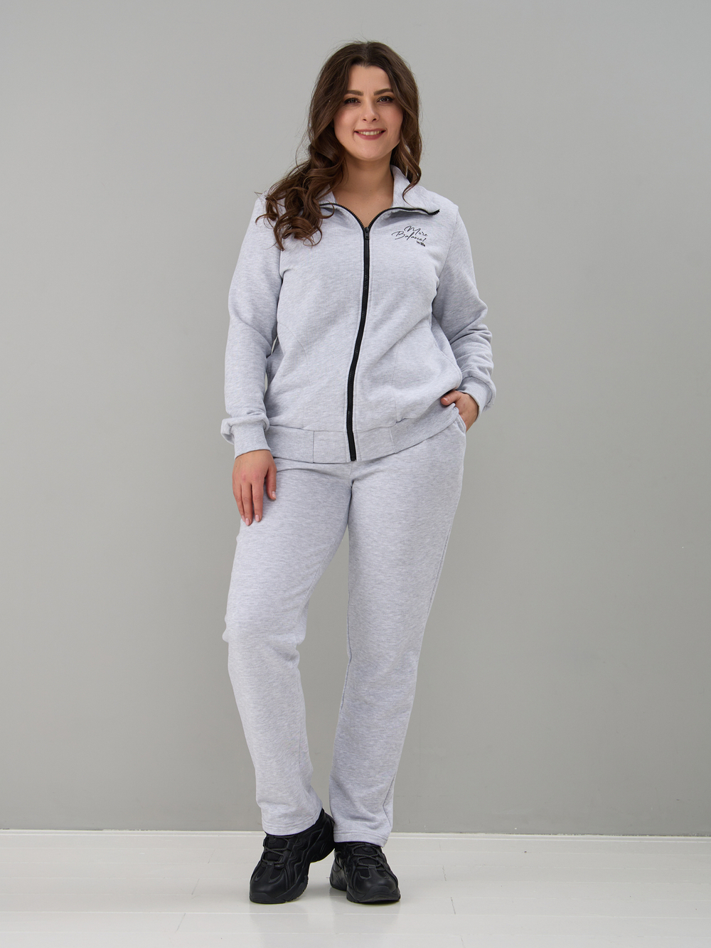 Костюм с брюками КБфп-584/чсерыймеланж-п