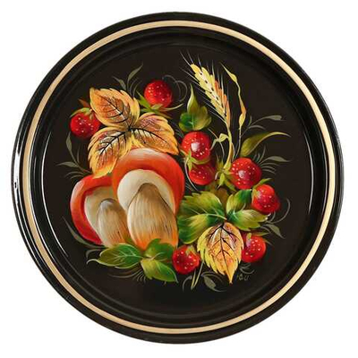 Жостовский поднос декоративный, размер 22 см (A5), металлический