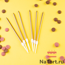 Набор свечей для торта «Happy Birthday, 6 в 1», золотой металлик