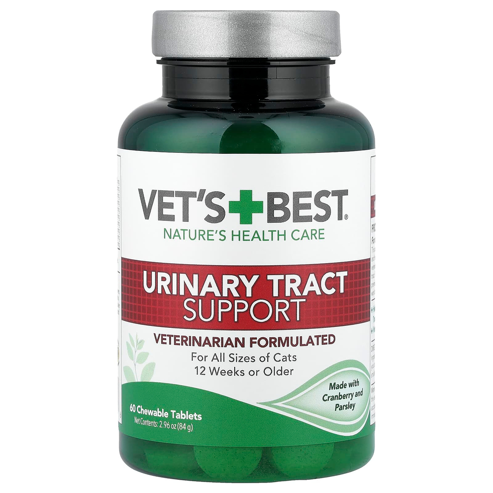Vet's Best, добавка для поддержки мочевыводящих путей, для кошек всех размеров, от 12 недель, 60 жевательных таблеток, 84 г (2,96 унции)