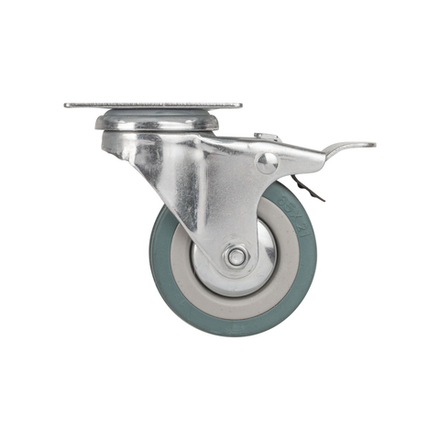 Опора колесная со стопором и площадкой WL/B-60R/50 kg (brake) резина