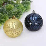 Новогодние шары «Волшебный бал» 8 см (набор 6 шт), Сапфир/Золото