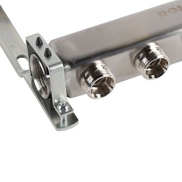 Коллектор Rommer 1"x3/4" на 5 контуров для радиаторной разводки (нерж. сталь) RMS-4401-000005