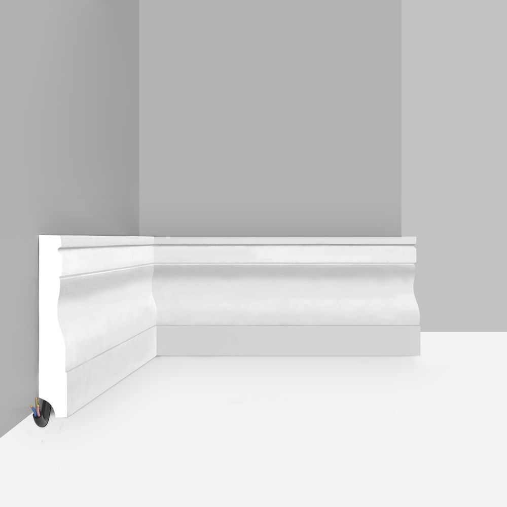 Плинтус напольный дюрополимер белый матовый D153-115 95×12×2000 мм DecoMaster