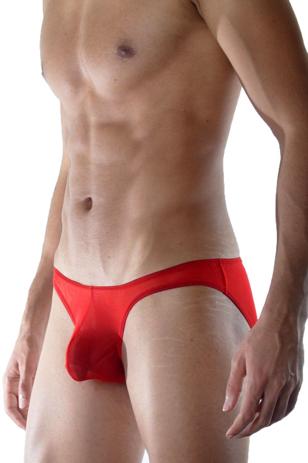 Красные мужские трусы-слипы из полупрозрачного материала (Размер: L) (Цвет: красный)