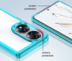Защитный чехол с усиленными рамками бирюзового цвета для Huawei Honor 70 5G, мягкий отклик кнопок