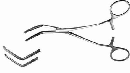 ТМ- З-64 Зажим д/врем. пережат. сосуда с кремальерой изогнут./плоск. п/угл 120 1, 155 мм (НОВОЕ ИСП