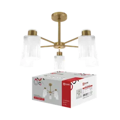 Люстра под лампу CLASSIC KINLI-СN-5E27CL-LT 5xЕ27 прозрачный плафон, латунный корпус IN HOME