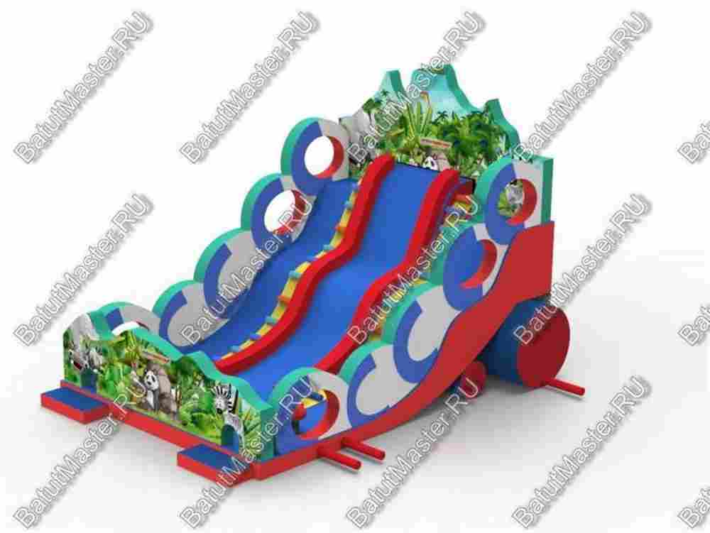 Большой надувной батут-горка "Сказочные богатыри" 13*10*10 м