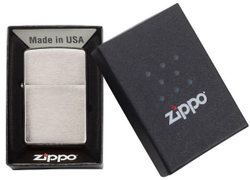 Зажигалка Zippo c покрытием Brushed Chrome, латунь/сталь, серебристая, матовая, 36х12x56 мм