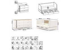 Комплект детской мебели Эльга белый шагрень / дуб белый комплектация 3