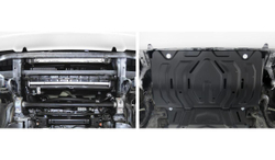 Защита радиатора Rival для Mitsubishi L200 V (V - 2.4D) 2015-2019 2018-н.в./Mitsubishi Pajero Sport III (V - 2.4D; 3.0) 2016-2021 2021-н.в., сталь 1.8 мм, с крепежом, штампованная, 111.4046.2