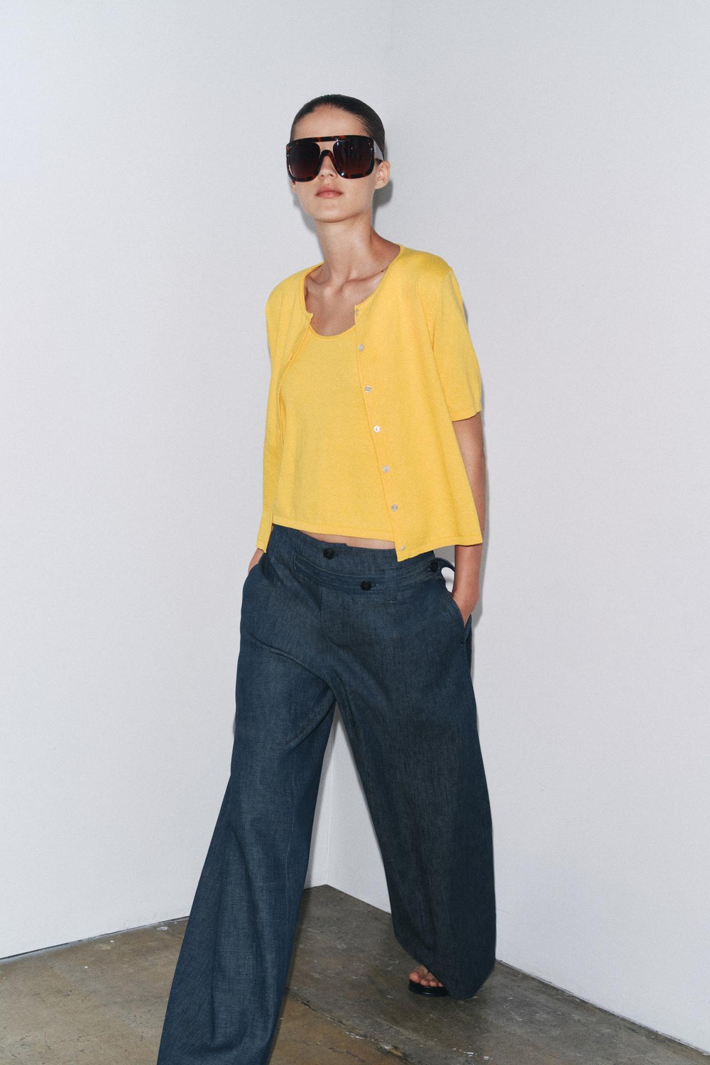 ZARA ОДНОТОННЫЙ КАРДИГАН, ЖЕЛТЫЙ